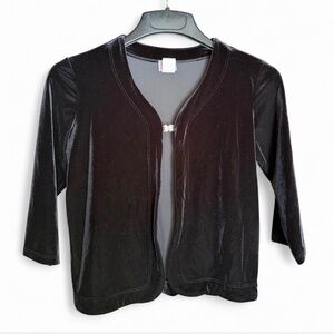 143 | Love You 90s Y2K Black Vintage Velvet Cardigan Butterfly Closure Size M